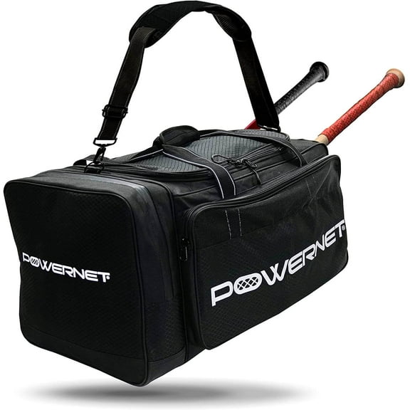 PowerNet Pro Duffle Bag, Softball Baseball Dual Bat Bag, Baseball Gear Shoulder Bag with Cooler Pocket and Padded Shoulder Strap (Duffle Bag, 1-Count)