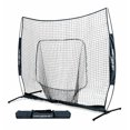 thumbnail image 1 of PowerNet Pro One Piece Softball Baseball Net, Portable Baseball Training Equipment, Hitting, Throwing & Pitching Net with Carrying Bag (Navy, 7x7 FT), 1 of 7