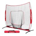 thumbnail image 1 of PowerNet Pro One Piece Softball Baseball Net, Portable Baseball Training Equipment, Hitting, Throwing & Pitching Net with Carrying Bag (Red, 7x7 FT), 1 of 6
