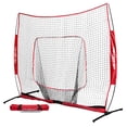 thumbnail image 1 of PowerNet Pro One Piece Softball Baseball Net, Portable Baseball Training Equipment, Hitting, Throwing & Pitching Net with Carrying Bag (Red, 8x8 FT), 1 of 6