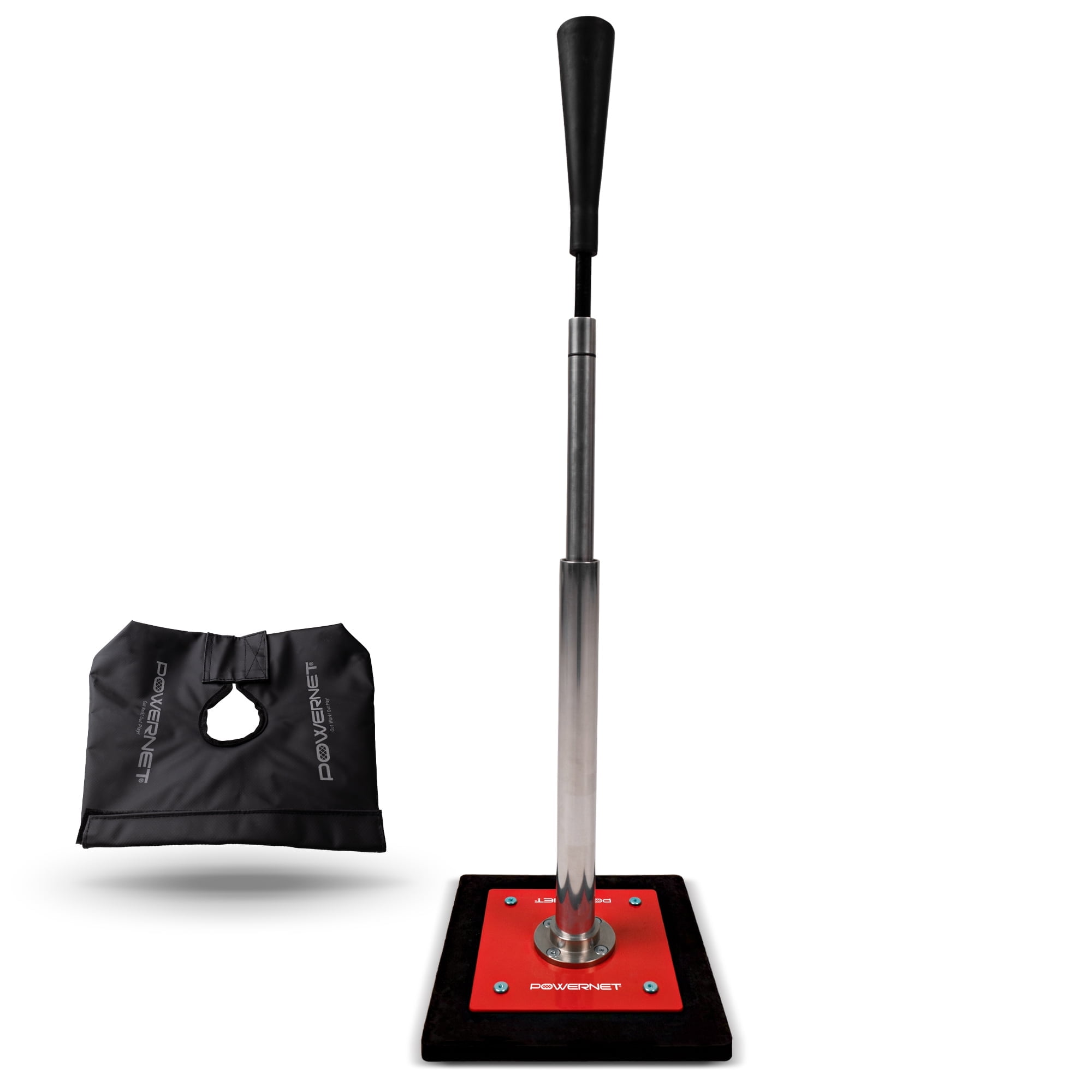 PowerNet Pro Softball Baseball Batting Tee, 25-45 Inch Adjustable Height Tee, Includes Sandbag Pro for Added Stability, Universal Baseball Tees for Hitting Drills