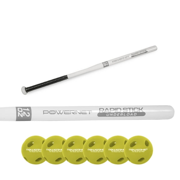 PowerNet Underload Training Baseball Bat, Baseball Training Equipment for Improved Speed, Power & Hand-Eye Coordination (Bat + 12 Micro Crusher Balls)