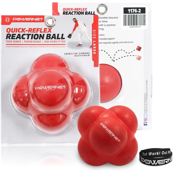 PowerNet Reaction Balls, Reflex & Agility Trainer, Hand-Eye Coordination Training, Reaction Speed Training Equipment, Baseball Softball Soccer and Boxing Reflex Ball Sports Equipment, 2 Sizes