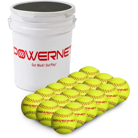 PowerNet Softball Batting Practice Equipment, Softball Training Equipment, Bucket of Softballs, Weighted Softballs, Flexi Soft Balls, Crushers, 11" & 12" Softballs