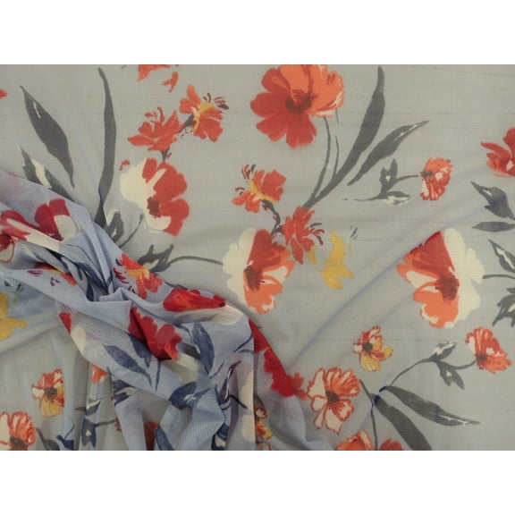 PowerNet Stretch Mesh Nylon Spandex Sheer Printed Blue Red Orange Floral Z401