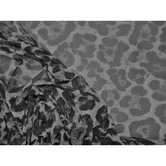 PowerNet Stretch Mesh Nylon Spandex Sheer Printed Gray Black Cheetah Z403