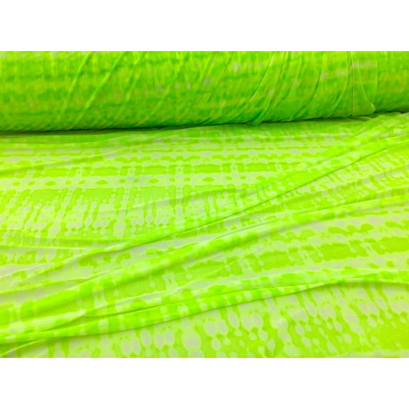 PowerNet Stretch Mesh Nylon Spandex Sheer Printed Neon Green Abstract Z404