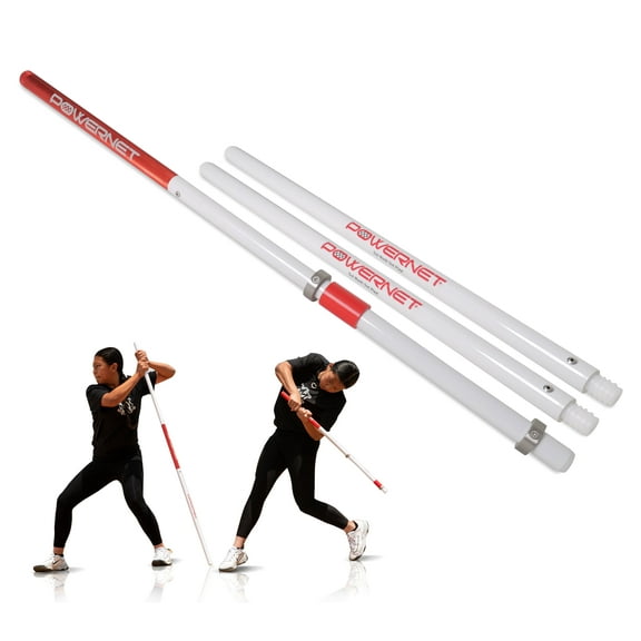 PowerNet Combo PVC/Click Stick Softball Baseball Swing Trainer, Interchangeable Baseball Hitting Trainer, PVC Training Baseball Bat for Drills, Bat Speed Training Equipment