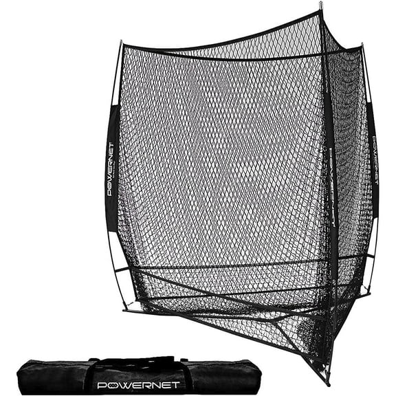 PowerNet Triple Threat Baseball Net, 3 Way 7' x 7' Batting, Hitting & Pitching Net Covers 147 Sq Ft, Softball Baseball Training Equipment, Baseball Practice Net (Black)