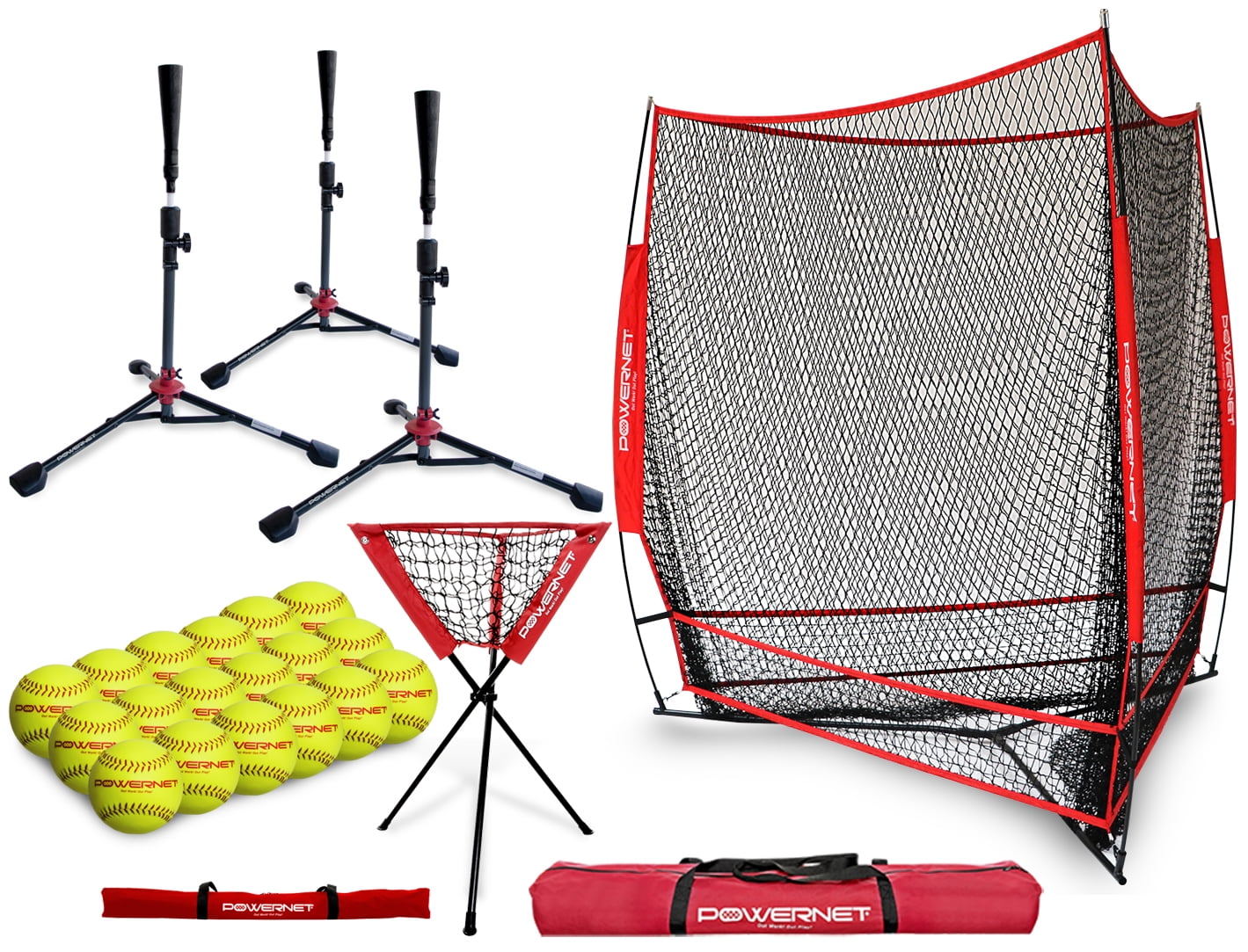 Triple Threat Baseball Softball Training Net + 3 Deluxe
