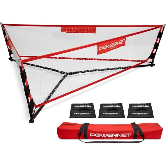 PowerNet Triple Threat Rebounder, Portable 3-Sided Futsal & Soccer Net, 80" L x 21" H Per Side, Training Equipment Rebound Net for Improving Soccer Ball Passing