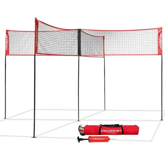 Portable & Adjustable Volleyball Four Square Net for Game
