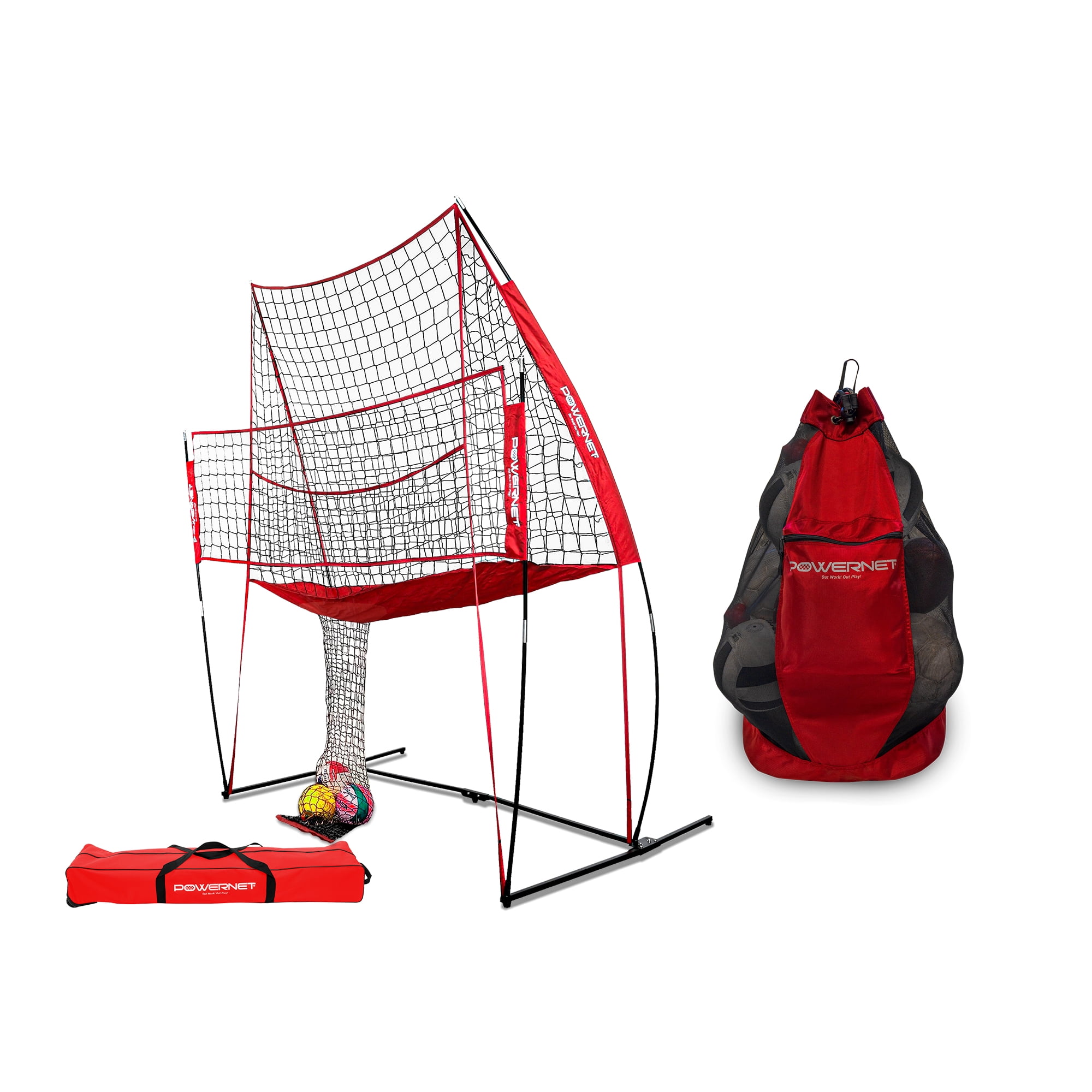 Volleyball Practice Net Station and Large Carry Bag Bundle 8 ft Wide by 11 ft High