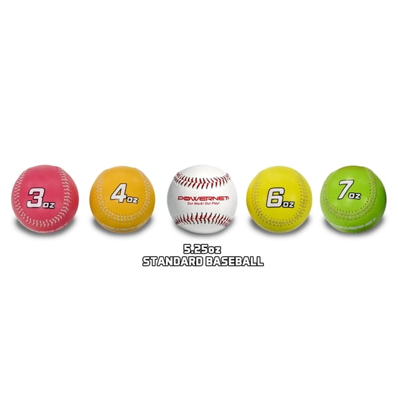 PowerNet Weighted Baseball Bundle, Heavy Training Balls for Pitching and Throwing, Baseball Training Equipment to Build Strength, Weighted Baseballs for Throwing (Core Set)