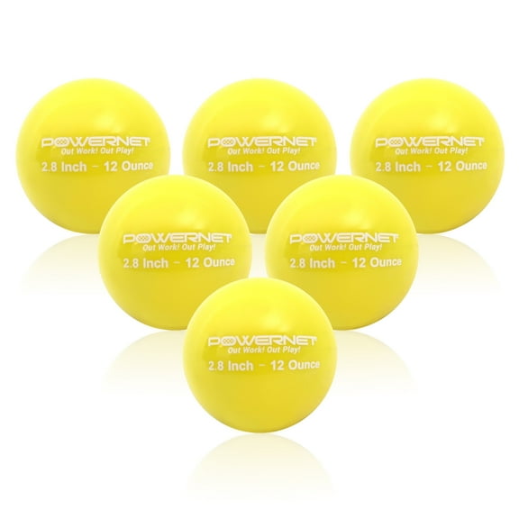 PowerNet Weighted Baseballs for Hitting Training, Baseball Training Equipment for Throwing & Batting, Build Muscle & Strength, 6 Balls 2.8" 12 - 20 oz