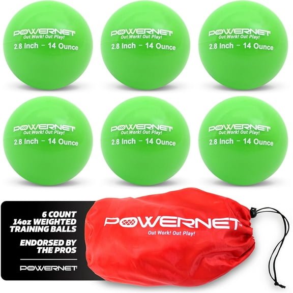 PowerNet Weighted Baseballs for Hitting Training, Baseball Training Equipment for Throwing & Batting, Build Muscle & Strength, 6 Balls 2.8" 12-20 oz