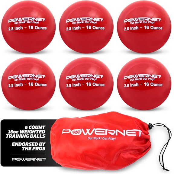 PowerNet Weighted Baseballs for Hitting Training, Baseball Training Equipment for Throwing & Batting, Build Muscle & Strength, 6 Balls 2.8" 12-20 oz