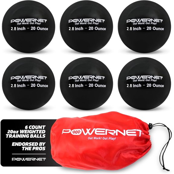 PowerNet Weighted Baseballs for Hitting Training, Baseball Training Equipment for Throwing & Batting, Build Muscle & Strength, 6 Balls 2.8" 12-20 oz