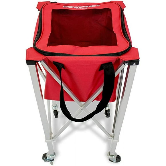 PowerNet Wheeled Ball Caddy Cart for Baseball Softball and Tennis Balls, Portable Multi Sport Ball Holder for Storage, Baseball & Tennis Ball Hopper for Use During Training and Drills