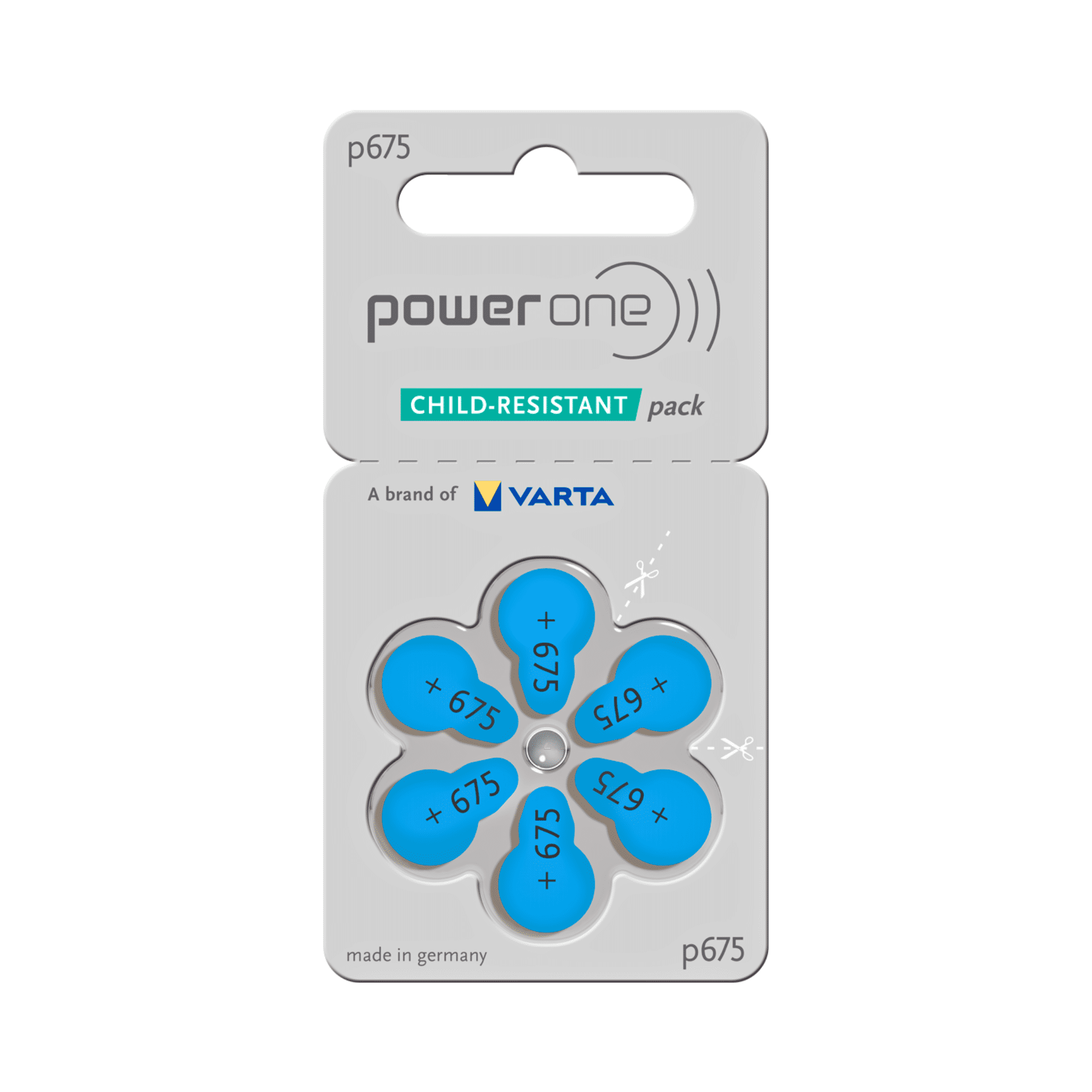 PowerOne Mercury Free Hearing Aid Batteries Size 675 - Pack of 60 + Free Battery Caddy