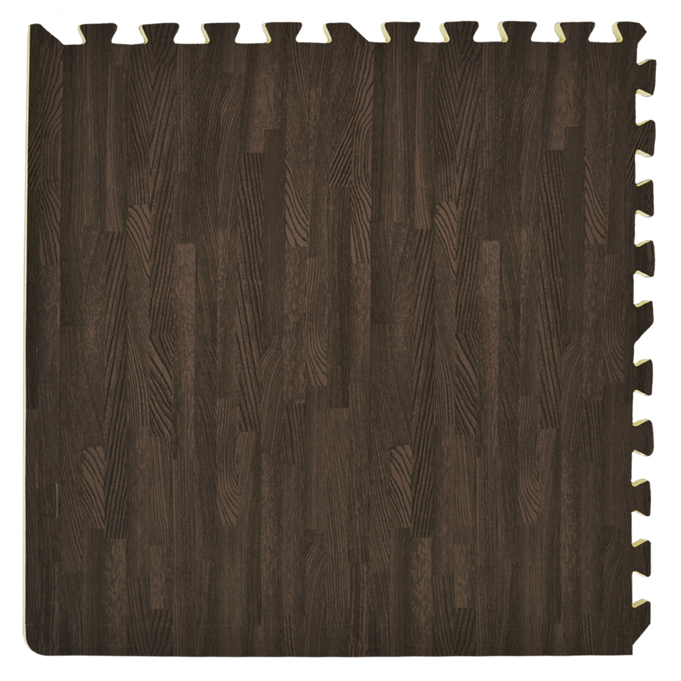 PowerSellerUSA 1.2 mm Thick Wood Grain Interlocking Floor Tiles Mat, 24x24 inch Charcoal Printed EVA Foam Puzzle Floor, Anti-Fatigue Flooring for Home, Gym, Exercise Room, Garage, 4-Piece Charcoal