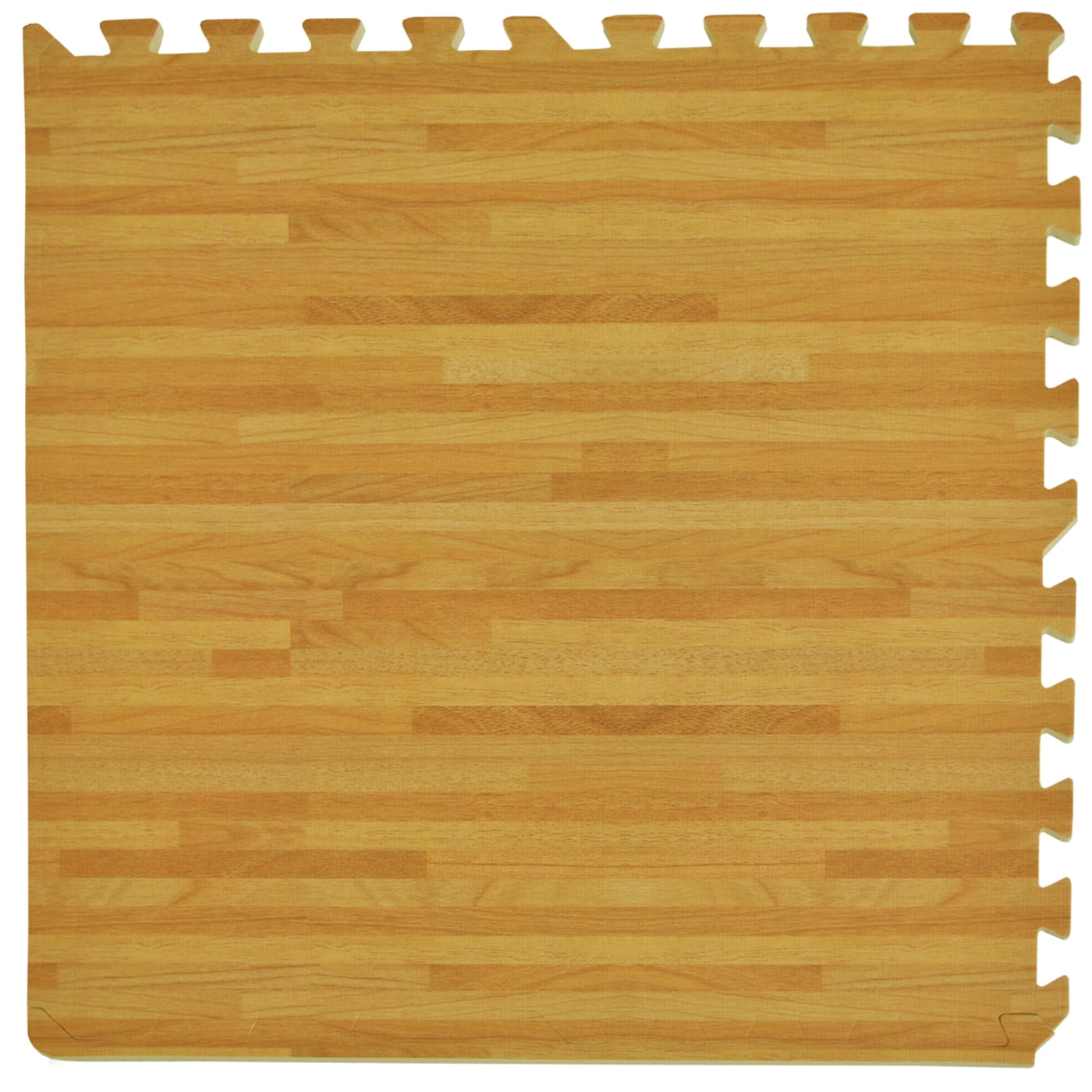 PowerSellerUSA 1.2 mm Thick Wood Grain Interlocking Floor Tiles Mat, 24x24 inch Pine Printed EVA Foam Puzzle Floor, Anti-Fatigue Flooring for Home, Gym, Exercise Room, Garage, 4-Piece Pine