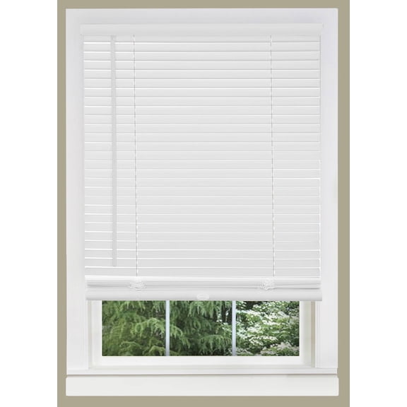 PowerSellerUSA 1" Slats Cordless Window Blinds, 64L x 60W Inches Solid Pattern Light Filtering Vinyl Indoor-Outside Ceiling Mount Mini Blind, Manual Cordless Rollup Window Privacy Blinds, White