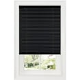 thumbnail image 1 of PowerSellerUSA 1" Vinyl Slats Room Darkening Cordless Window Blinds, 64L x 46W Inches Manual Operation Mode Blackout Privacy Blind, Solid Pattern Ceiling-Outside Mount Pull-Up Mini Blinds, Black, 1 of 9