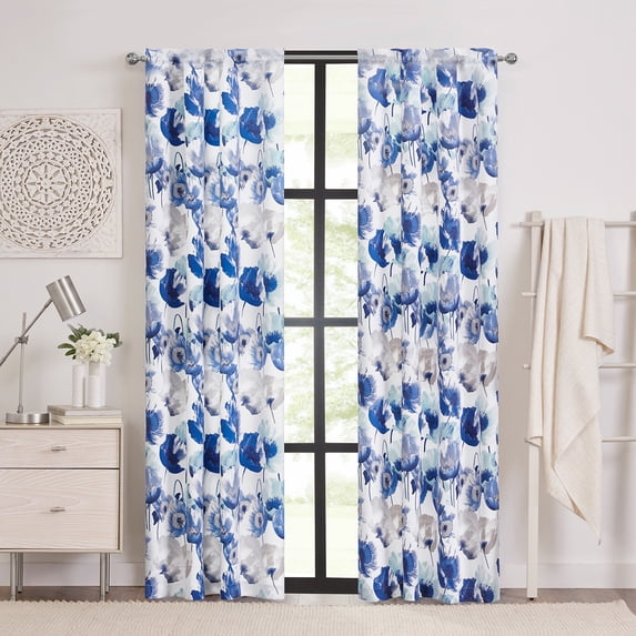 PowerSellerUSA 2-PACK Floral Modern Room Darkening Window Curtain for Livingroom, Bedroom and Kitchen, Rod Pocket Top, 50" W x 63" L, Panel