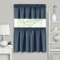 thumbnail image 1 of PowerSellerUSA 3 Pcs Stitch Embroidery Borders Window Kitchen Tier and Valance Set, 58W x 36L inch Polyester Material Long Kitchen Tier and Valance Set with Rod Pocket Holding for Window Decor, Blue, 1 of 2