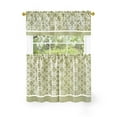 thumbnail image 1 of PowerSellerUSA 3 Pieces Two Tone Design Tier Panels and Valance Set for Windows, 58x36 inch Rod Pocket Light Filtering Short Curtain Panels with Valance for Kitchen, Farmhouse, Bedroom, Green, 1 of 3