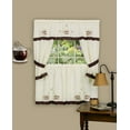 thumbnail image 1 of PowerSellerUSA 5-Piece Embellished Kitchen Curtain Cottage Set, Tier Panels, Swag Valance & Tiebacks, Country House Kitchen Set Cafe Curtain for Kitchen & Living Room, 56" wide by 36" long, Brown, 1 of 1