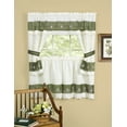 thumbnail image 1 of PowerSellerUSA 5-Piece Embellished Kitchen Curtain Cottage Set with Tier Panels, Swag Valance and Tiebacks, Two Tone Country House Kitchen Set Cafe Curtain for Kitchen and Living Room, 59" W by 24" L, 1 of 1