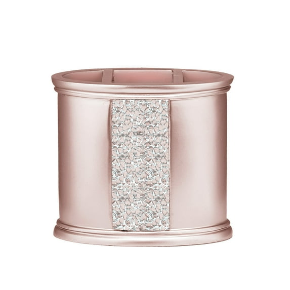 PowerSellerUSA Acrylic Toothbrush Holder- Blush Textured Bathroom Storage Cup Organizer for Razor, Toothbrush, Electric Toothpaste, Dental Floss (4"H x 5"W x 1"D, Blush)