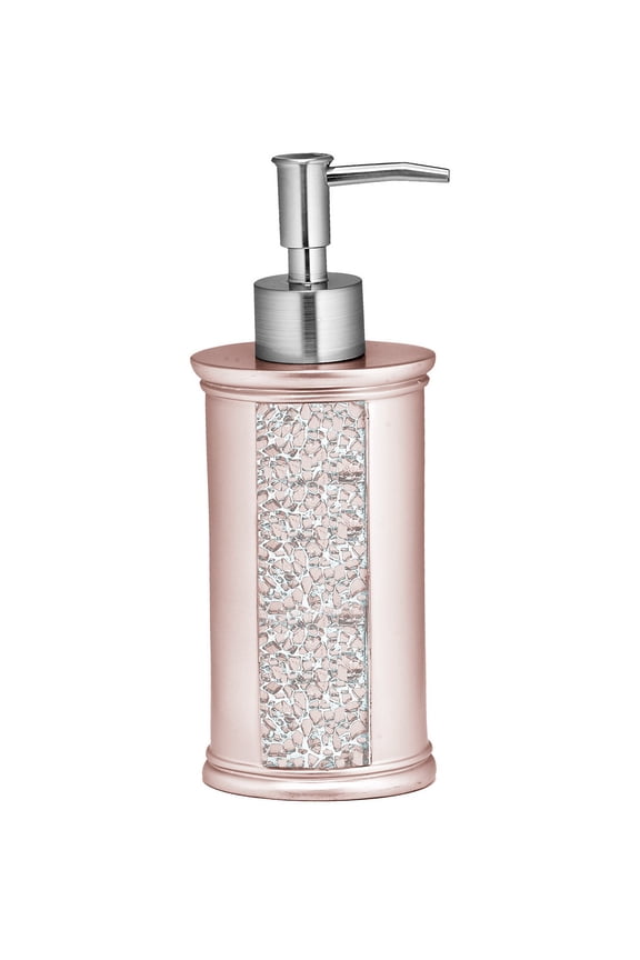 Blush Lotion Pump- Refillable  Bottle Dispenser- Front Mosaic Design,  Pump for Lotion, Liquid Soap, Essential Oil, Shampoo, Body Wash, Bathroom (8"H x 3"W x 3"D, Blush)