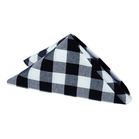 PowerSellerUSA Buffalo Kitchen Accessories, 4-Pack Kitchen & Dining Table Plaid Napkin Set, Soft & Durable Checked Washable Fabric , 4-Pack 17" W x 17" L, Black