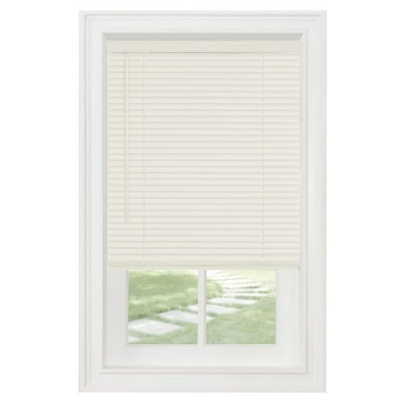 PowerSellerUSA Cordless Window Blinds, Privacy & Light Filtering 1" Slats Vinyl Mini Blind, Anti-UV Window Treatment, Fits Windows 18" - 72", Alabaster, 23" (Width) x 72" (Length)