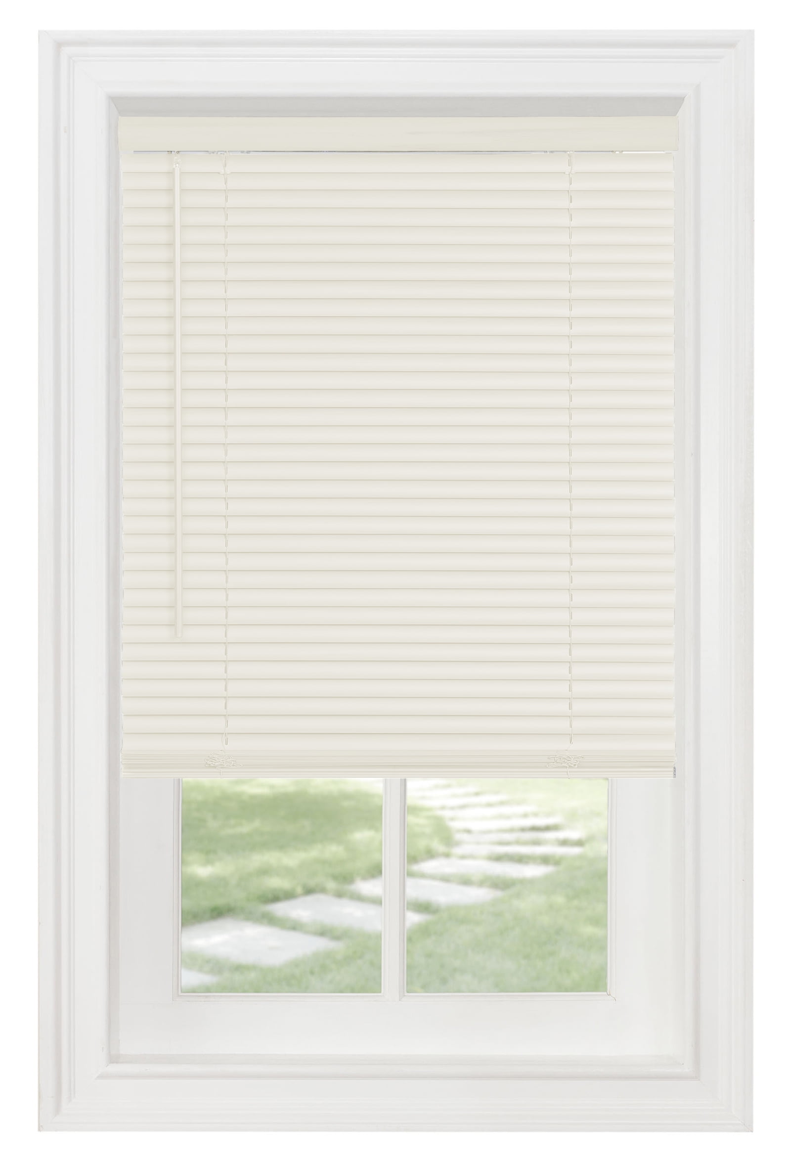 PowerSellerUSA Cordless Window Blinds, Privacy & Light Filtering 1" Slats Vinyl Mini Blind, Anti-UV Window Treatment, Fits Windows 18" - 72", Alabaster, 25" (Width) x 64" (Length)