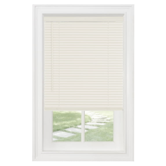 PowerSellerUSA Cordless Window Blinds, Privacy & Light Filtering 1" Slats Vinyl Mini Blind, Anti-UV Window Treatment, Fits Windows 18" - 72", Alabaster, 45" (Width) x 72" (Length)