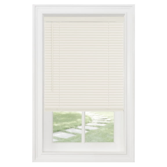 PowerSellerUSA Cordless Window Blinds, Privacy & Light Filtering 1" Slats Vinyl Mini Blind, Anti-UV Window Treatment, Fits Windows 18" - 72", Alabaster, 71" (Width) x 64" (Length)