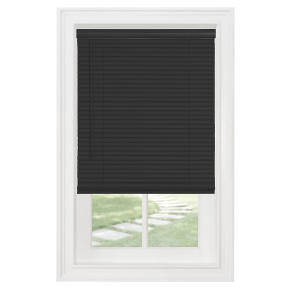 PowerSellerUSA Cordless Window Blinds, Privacy & Light Filtering 1" Slats Vinyl Mini Blind, Anti-UV Window Treatment, Fits Windows 18" - 72", Black, 32" (Width) x 72" (Length)