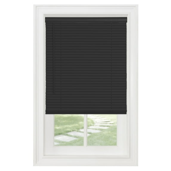 PowerSellerUSA Cordless Window Blinds, Privacy & Light Filtering 1" Slats Vinyl Mini Blind, Anti-UV Window Treatment, Fits Windows 18" - 72", Black, 70" (Width) x 48" (Length)