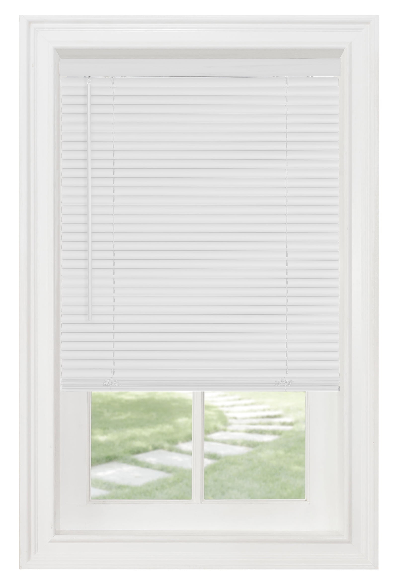 PowerSellerUSA Cordless Window Blinds, Privacy & Light Filtering 1" Slats Vinyl Mini Blind, Anti-UV Window Treatment, Fits Windows 18" - 72", White, 28" (Width) x 64" (Length)