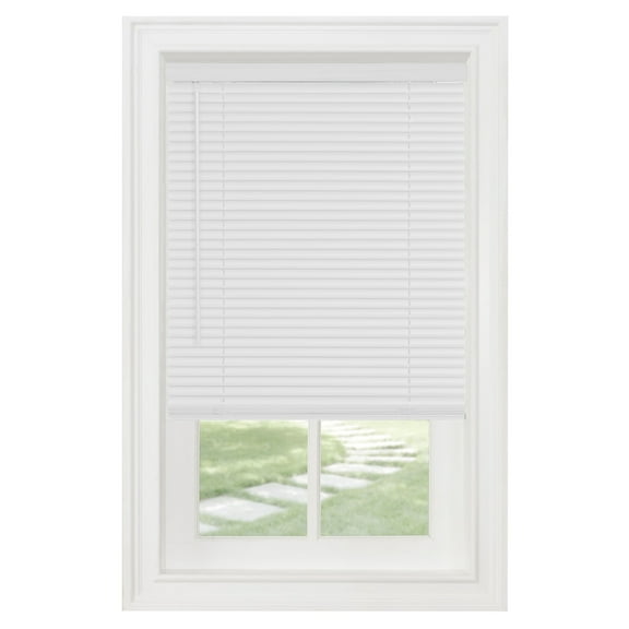 PowerSellerUSA Cordless Window Blinds, Privacy & Light Filtering 1" Slats Vinyl Mini Blind, Anti-UV Window Treatment, Fits Windows 18" - 72", White, 32" (Width) x 64" (Length)
