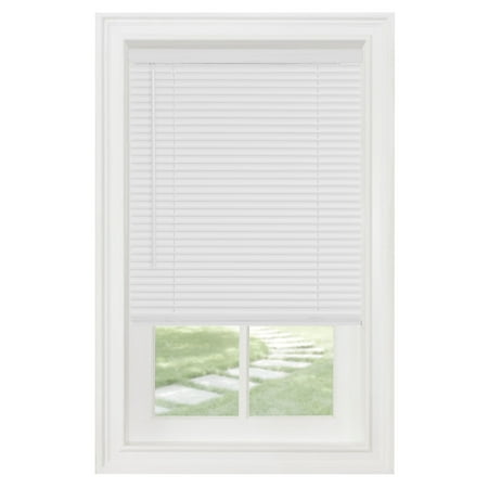 PowerSellerUSA Cordless Window Blinds, Privacy & Light Filtering 1" Slats Vinyl Mini Blind, Anti-UV Window Treatment, Fits Windows 18" - 72", White, 36" (Width) x 48" (Length)
