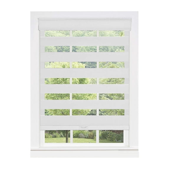 PowerSellerUSA Cordless Zebra Blinds Roller Shade, Celestial Sheer Double Layered Window Shade Privacy Light Control, Day and Night Window Drapes, 30" x 72", Heather Grey