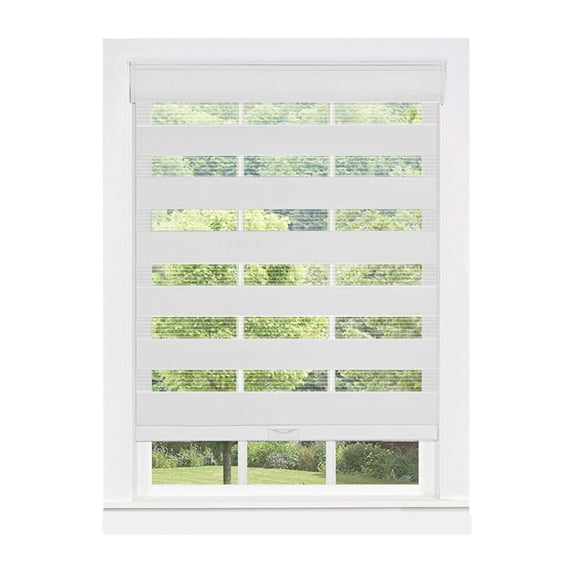 PowerSellerUSA Cordless Zebra Blinds Roller Shade, Celestial Sheer Double Layered Window Shade Privacy Light Control, Day and Night Window Drapes, 34" x 72", Heather Grey
