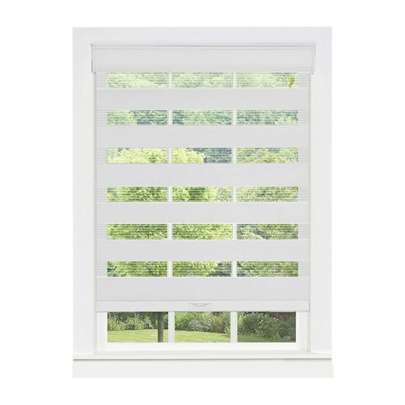 PowerSellerUSA Cordless Zebra Blinds Roller Shade, Celestial Sheer Double Layered Window Shade Privacy Light Control, Day and Night Window Drapes, 48" x 72", Heather Grey