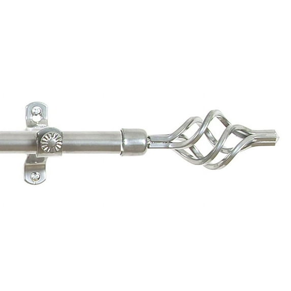 PowerSellerUSA Curtain Rod Birdcage Finials, Farmhouse Curtain Rod, Brackets and Hardware Included, Adjustable Sturdy Window Curtain Rod - 28" to 48", Silver