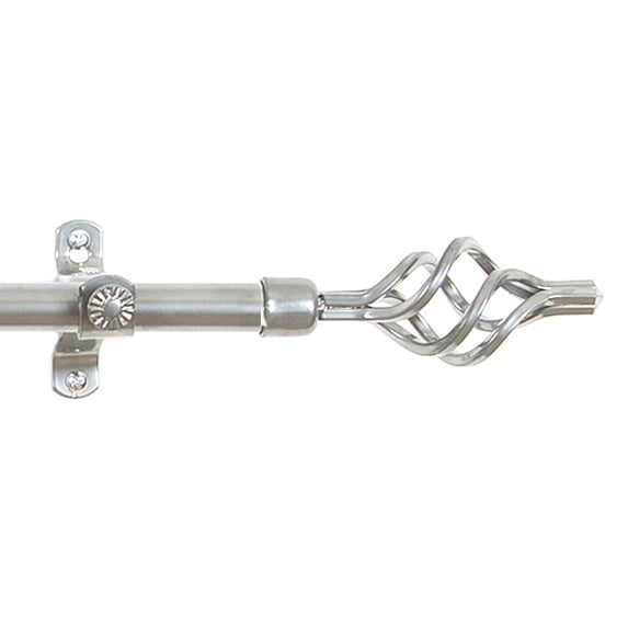 PowerSellerUSA Curtain Rod Birdcage Finials, Farmhouse Curtain Rod, Brackets and Hardware Included, Adjustable Sturdy Window Curtain Rod - 66" to 120", Silver